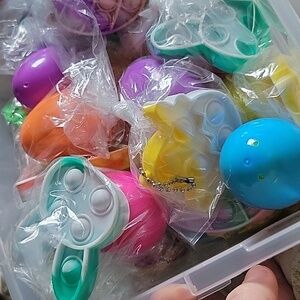 24 Easter Eggs! Mix Of REAL stones (19) Stretch Bracelets (5), Candy & Fidgets!